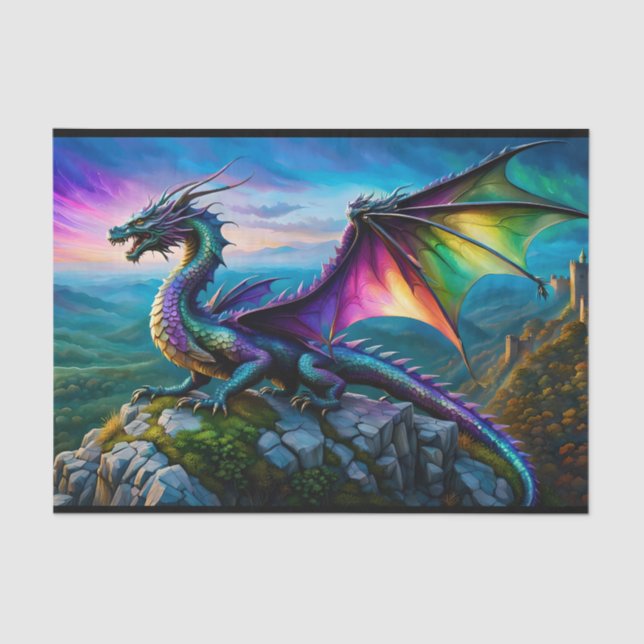 Iridescent Dragon Guards His Land Tissue Paper (Front)