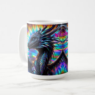  Iridescent Dragon with Vibrant Background Coffee Mug