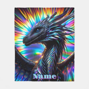  Iridescent Dragon with Vibrant Background Fleece Blanket