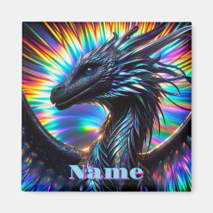 Iridescent Dragon with Vibrant Background Magnet