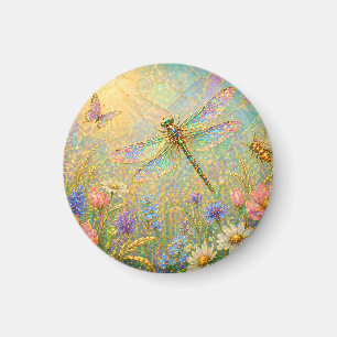 Iridescent Dragonfly Meadow with Butterfly Magnet