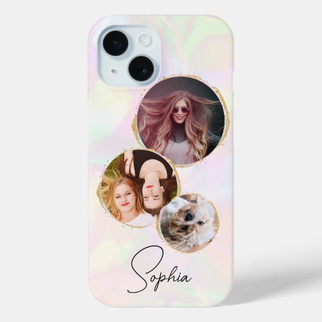 Iridescent Faux Holographic Luxury Photo Case-Mate iPhone Case (Back)