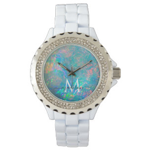 Iridescent Fire Opal Script Name Watch