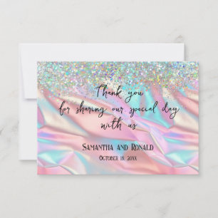 Iridescent Foil and Glitter Wedding Thank You Card