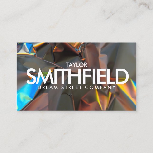 Iridescent Foil Holographic Modern Business Card (Front)