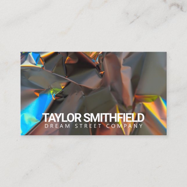 Iridescent Foil Holographic Modern Business Card (Front)