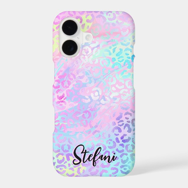 Iridescent Foil Rainbow Leopard Pink (Back)