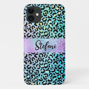Iridescent Foil Rainbow Leopard Purple iPhone 11 Case