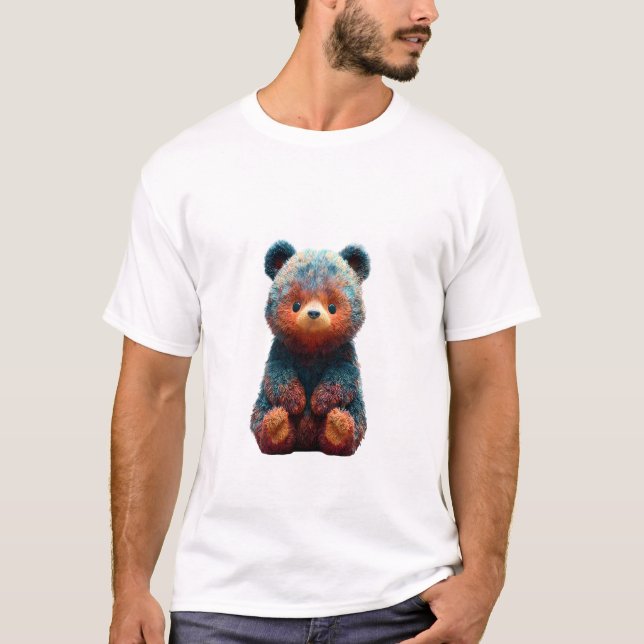 Iridescent Furry Bear Men T-Shirt (Front)