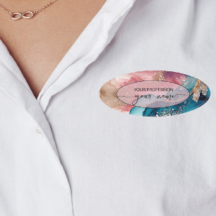Iridescent gem stone custom name tag