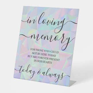 Iridescent Geometric Calligraphy Memorial Pedestal Sign