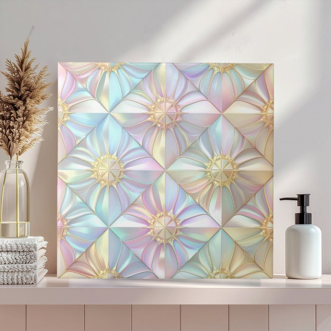 Iridescent Geometric Floral Star Pattern ID1176 Ceramic Tile (Creator Uploaded)