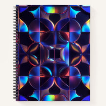 Iridescent Geometric Glow Spiral Notebook - Abstra