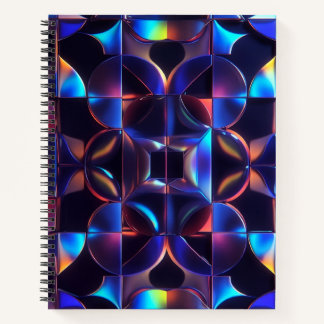 Iridescent Geometric Glow Spiral Notebook - Abstra
