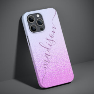 Iridescent Girly Pink Shimmer Personalised Name Case-Mate iPhone 14 Plus Case