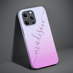 Iridescent Girly Pink Shimmer Personalised Name Case-Mate iPhone 14 Pro Max Case