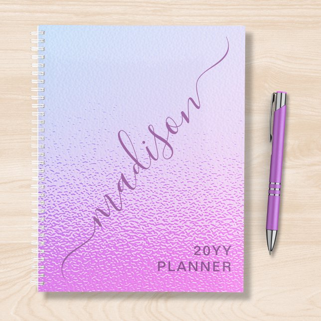 Iridescent Girly Pink Shimmer Personalised Name Planner (Creator Uploaded)
