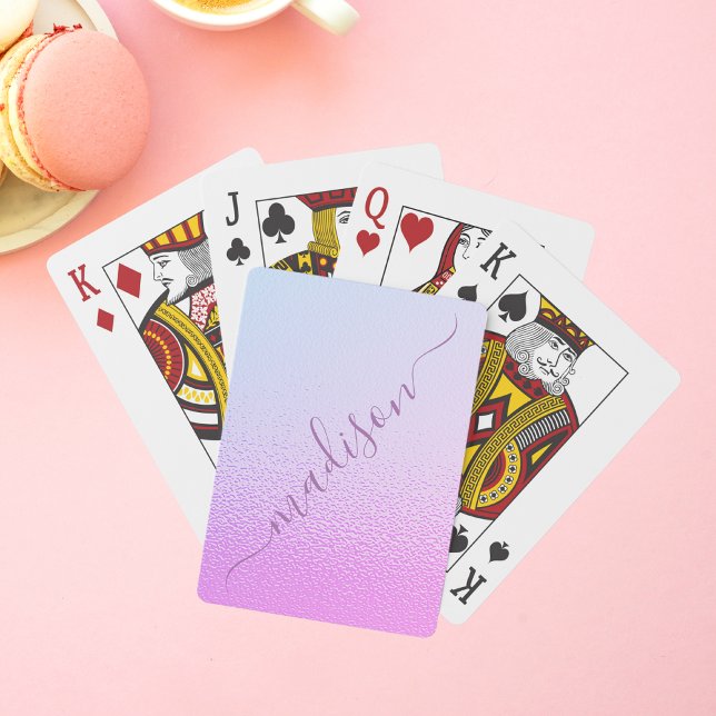 Iridescent Girly Pink Shimmer Personalised Name Playing Cards (Creator Uploaded)