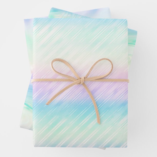 Iridescent Glam Rainbow Pattern Wrapping Paper Sheet (In situ)