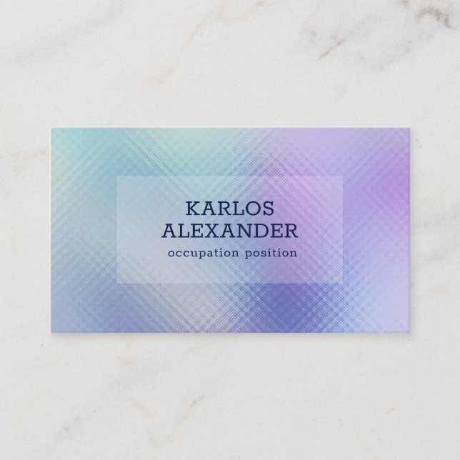 Iridescent glass 2 purple & blue background business card (Front)