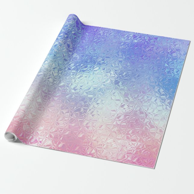 Iridescent glass 2 rose-gold and blue ombre wrapping paper (Unrolled)
