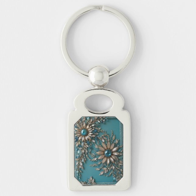 Iridescent glass beaded Keychain  (Front)
