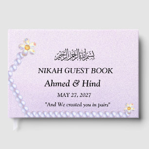 Iridescent Glass Floral Pearl Wedding Keepsake Guest Book