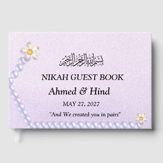 Iridescent Glass Floral Pearl Wedding Keepsake Guest Book