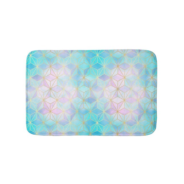 Iridescent Glass Geometric Pattern Bath Mat (Front)