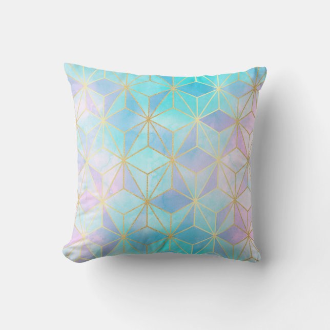 Iridescent Glass Geometric Pattern Cushion (Front)