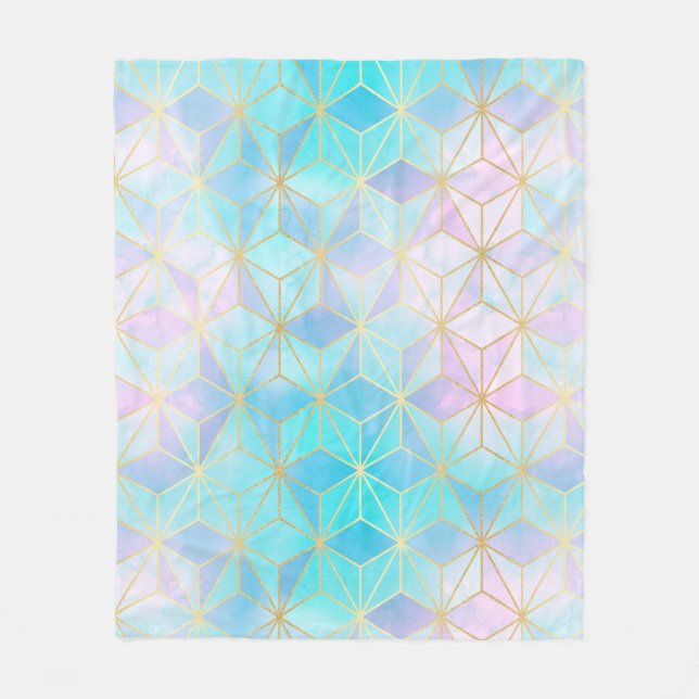 Iridescent Glass Geometric Pattern Fleece Blanket (Front)