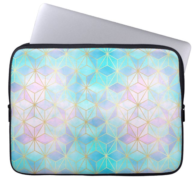Iridescent Glass Geometric Pattern Laptop Sleeve (Front)