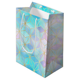 Iridescent Glass Geometric Pattern Medium Gift Bag