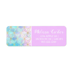 Iridescent Glass Geometric Pattern Return Address Label