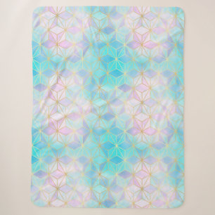 Iridescent Glass Geometric Pattern Sherpa Blanket