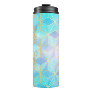 Iridescent Glass Geometric Pattern Thermal Tumbler