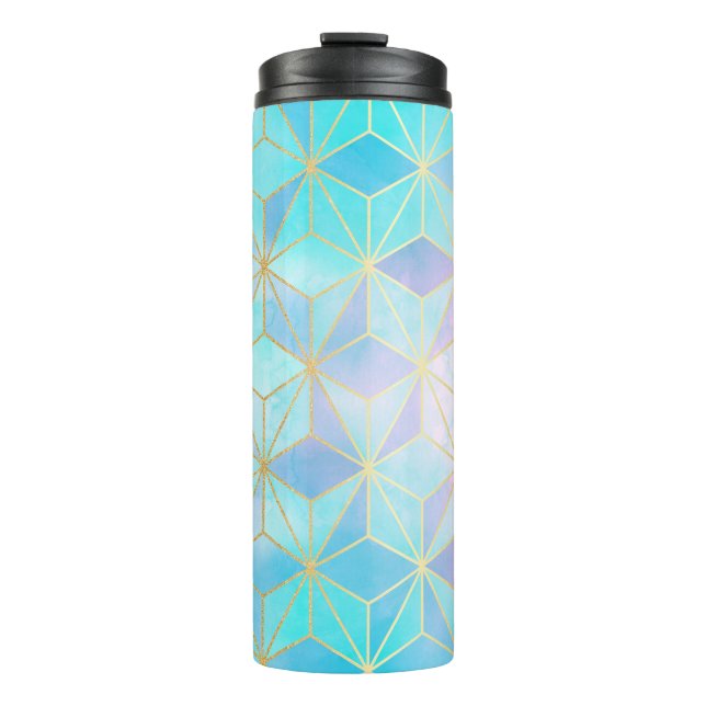 Iridescent Glass Geometric Pattern Thermal Tumbler (Front)