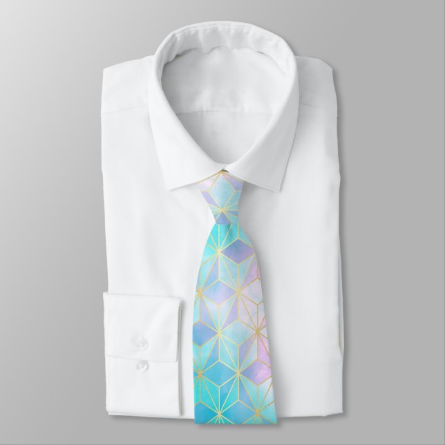 Iridescent Glass Geometric Pattern Tie (Tied)