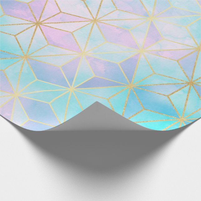 Iridescent Glass Geometric Pattern Wrapping Paper (Corner)
