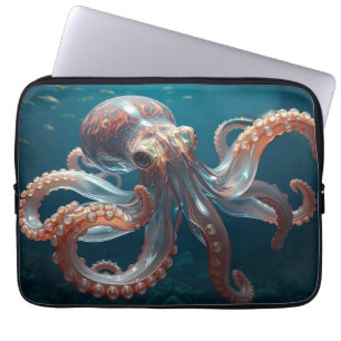 Iridescent Glass Octopus Art   Deep Sea Life Laptop Sleeve
