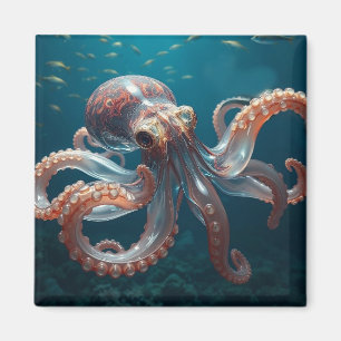 Iridescent Glass Octopus Art Deep Sea Life Magnet