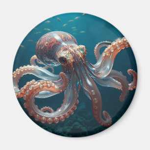 Iridescent Glass Octopus Art Deep Sea Life Magnet
