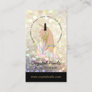 Iridescent Glitter Nail Technician Salon Crystals  Business Card