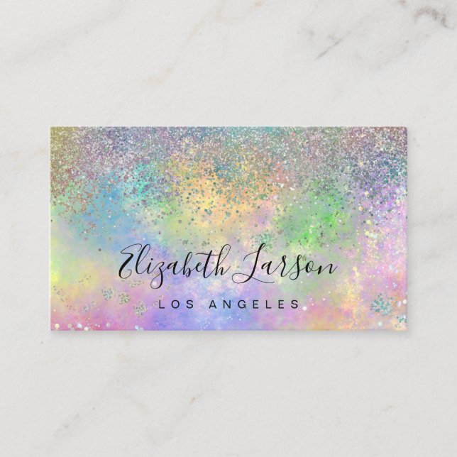 Iridescent Glitter Opal Background Business Card (Front)