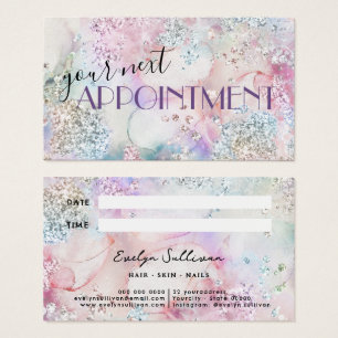 Iridescent glitter watercolor appointment card
