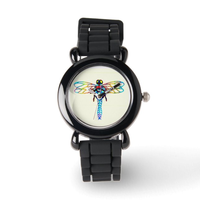 iridescent glittery dragonfly watch (Front)