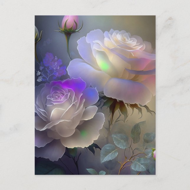 Iridescent Glow Flowers Postcard (Front)