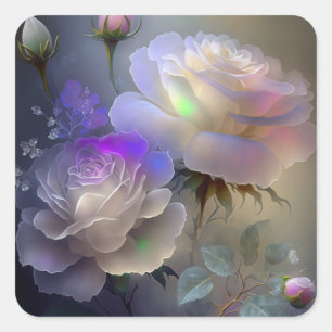 Iridescent Glow Flowers Square Sticker
