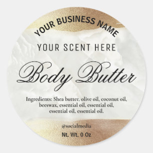Iridescent Gold Border Marble Body Butter Labels