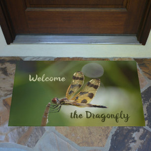 Iridescent Golden Dragonfly Welcome Doormat